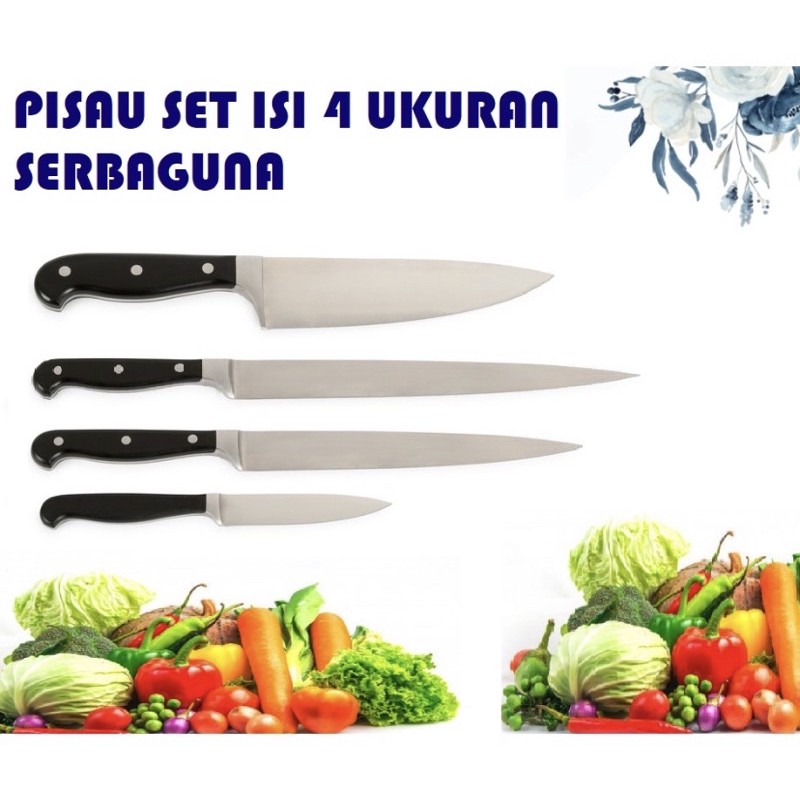 Pisau Dapur set isi 4 ukuran serbaguna / pisau stainless steel berkualitas 417