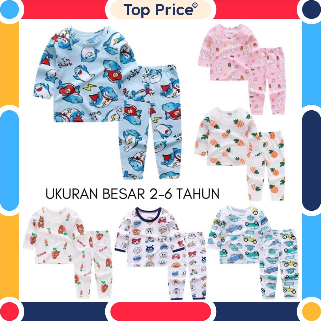 Topprice (1) Baju Anak Ukuran BESAR Lengan PANJANG Piyama Santai Anak Murah Produk Import BB02