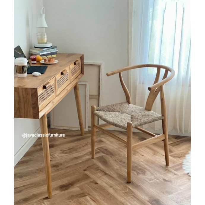 SET MEJA KERJA KANTOR BELAJAR LAPTOP KOMPUTER KAYU JATI KOMBINASI ROTAN PLUS KURSI DUDUK SANTAI RETRO FINISHING NATURAL VINTAGE MURAH BERKUALITAS FURNITURE JEPARA-1