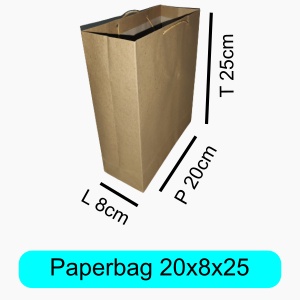 

Paperbag / Tas Kertas / Uk. 20x8x25 / Goodie bag / Souvenir / Bahan Kraft Coklat / Polos