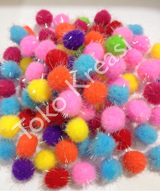 Pom pom metalik 15mm dan 18mm