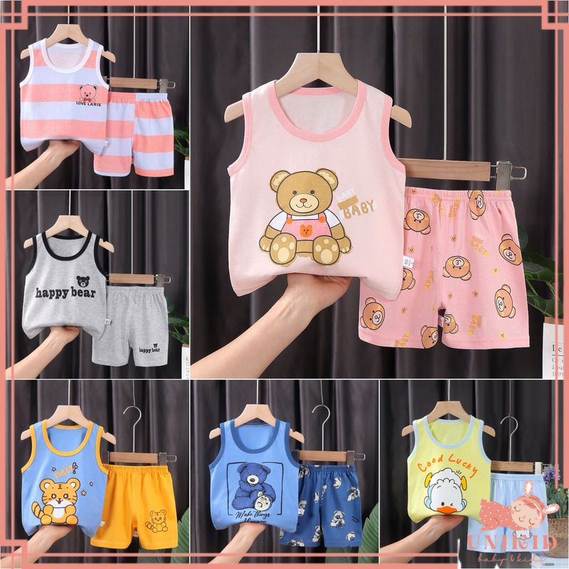 UNIKID BAJU ANAK LENGAN PENDEK PEREMPUAN BAJU PENDEK BAYI LAKI LAKI BAJU BAYI BAJU ANAK KECIL SETELAN ANAK STELAN BAYI BAJU OBLONG IMPORT PREMIUM HIGH QUALITY PAKAIAN SINGLET ANAK OBLONG MURAH