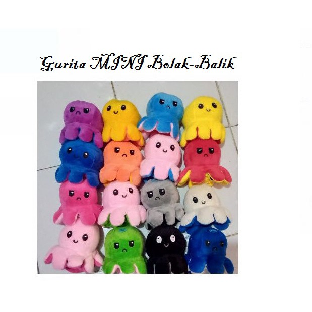 Boneka MINI Gurita / Octopus / Cumi Cute Bolak Balik Lucuu Imut Hadiah Kado