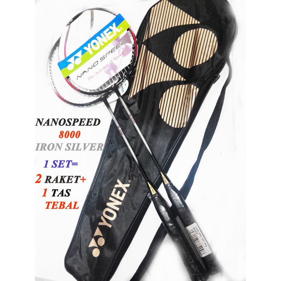 Raket Badminton Yonex Nanospeed 8000 Silver Iron ( ganda = 2 pcs ) 