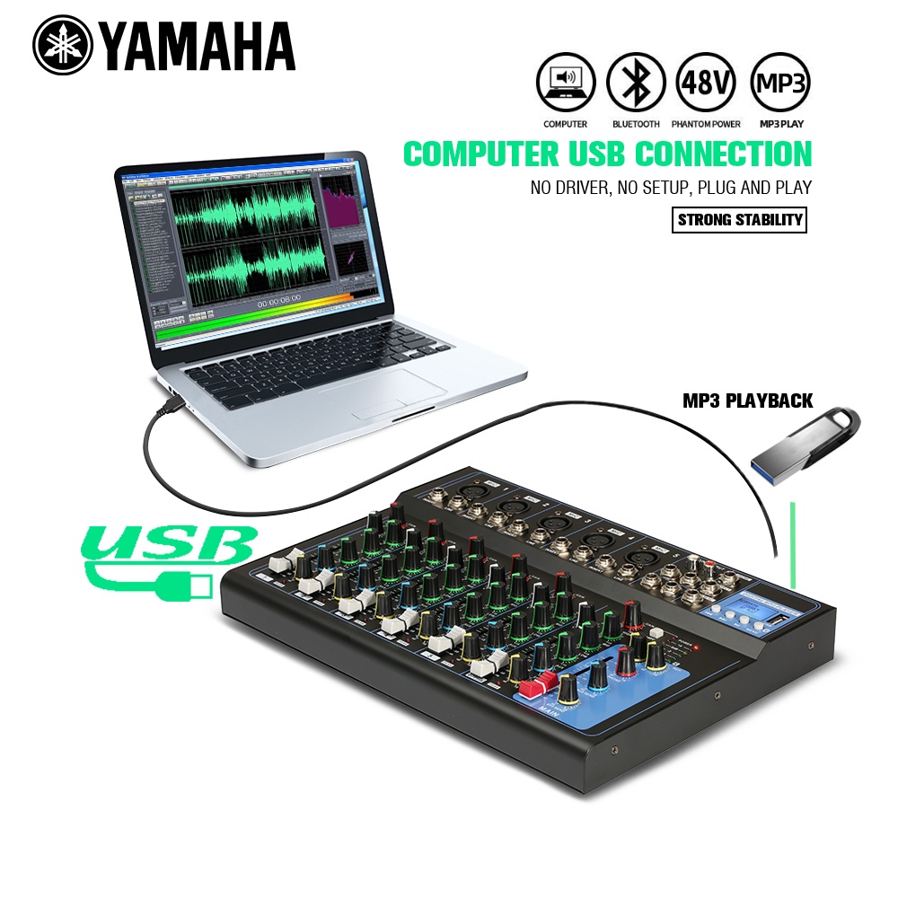 MG04BT/MG07BT pencampur audio DJ MIXER AUDIO 4ch/7ch Mendukung pemutaran Bluetooth/USB/PC/MP3 Peralatan rekaman Menyanyikan peralatan audio KTV