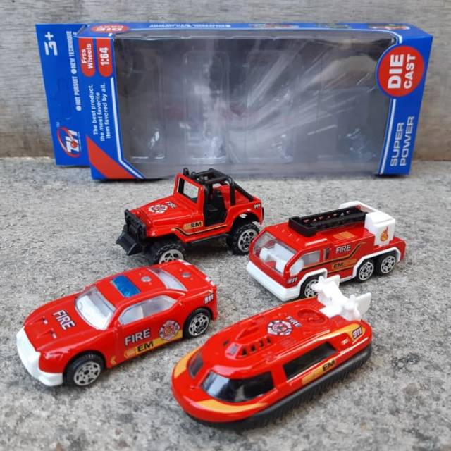 Diecast Set Truk Pemadam Kebakaran Mainan Miniatur Mobil Fire Anak