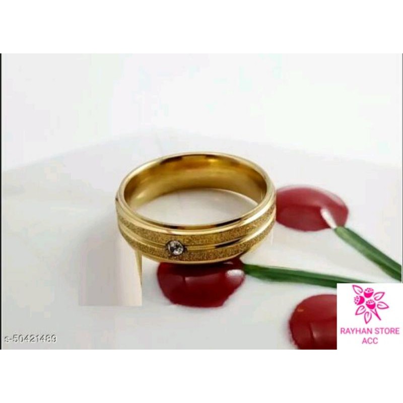 Cincin cantik mata mutiara satu mewah elegan lapis emas gold 24k