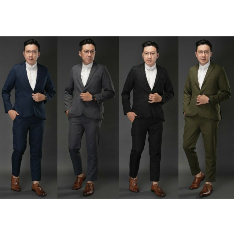 [PREMIUM] Setelan Jas Pria Blazer Set Slimfit Polos