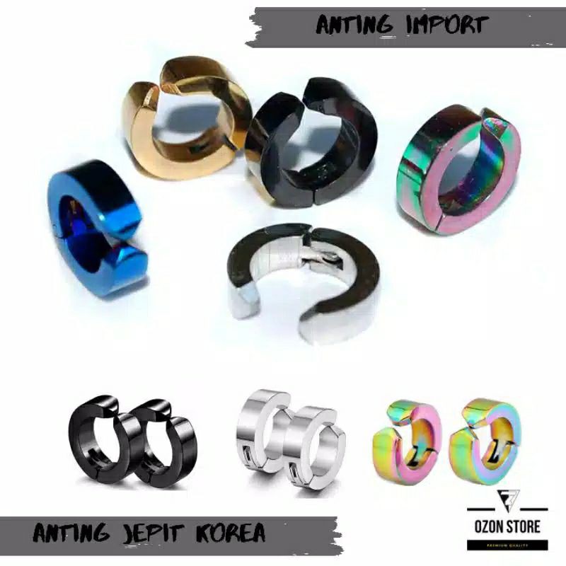 anting pria/anting cowok keren/anting cowok no percing/anting titanium anti karat/anting bulat jepit