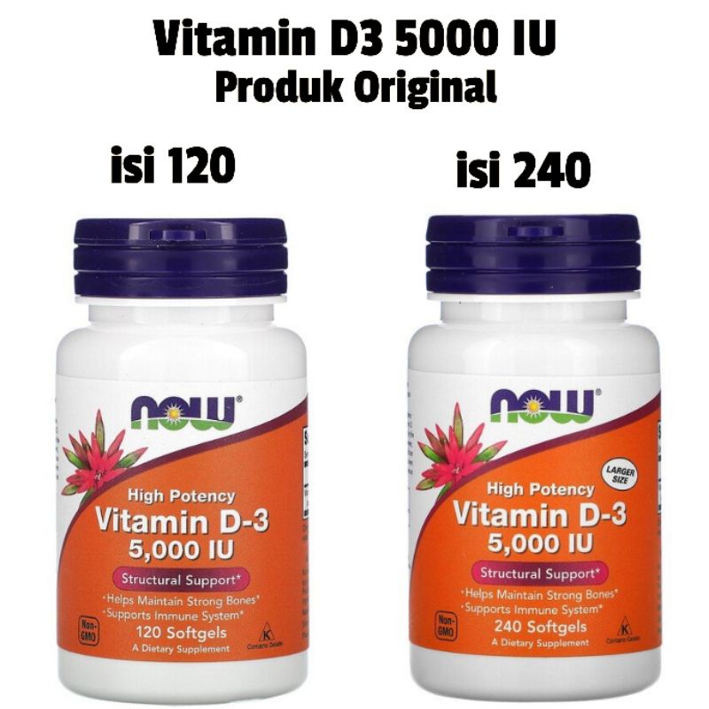 Jual Now Food Vitamin D3 5000 IU isi 240 softgel Exp 11/2024/Vitamin D