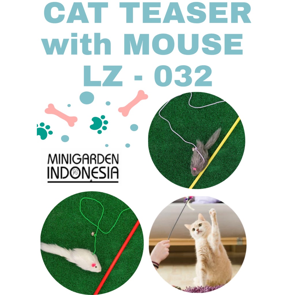 TONGKAT KUCING LZ 032 cat teaser mainan kucing stick bulu maianan interaktif boneka tikus bulu