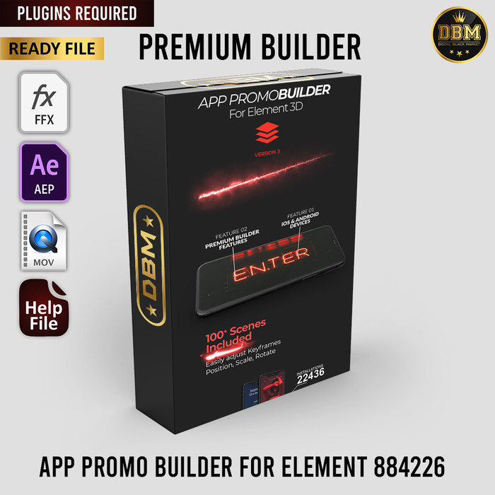 Premium Builder - App Promo Builder - Element 3D - After Effects Project Files &amp; (Script)