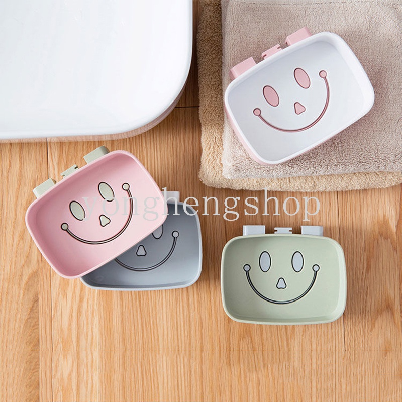 Rak Holder Sabun Dua Lapis Motif Kartun Wajah Tersenyum Untuk Kamar Mandi