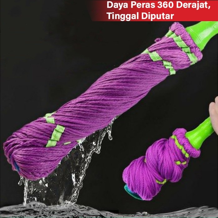 Alat Pel Twist Mop Lantai Simple dan Keren Daya Serap Tinggi / Alat Pel Otomatis / Alat Pel Putar Mudah Digunakan Praktis Dilengkapi Ujung Penggosok Gagang Pel Kokoh