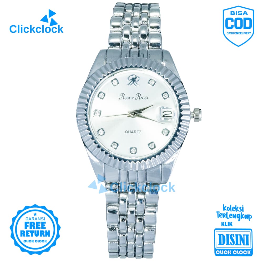 Jam Tangan Analog Wanita Permata Stainless Tanggal RR RK-01 Watch Murah