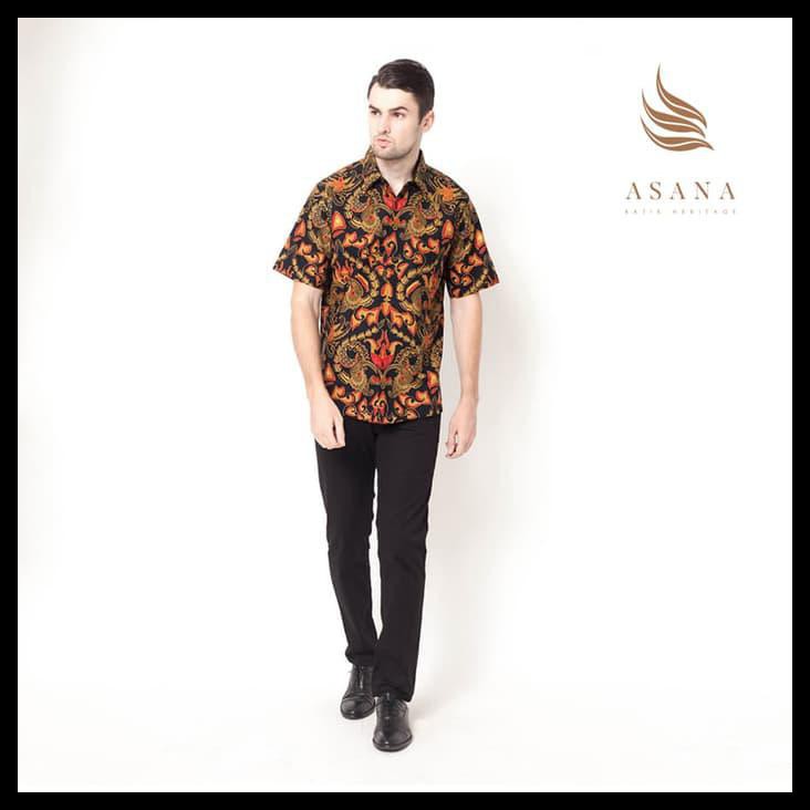 (Turun Harga) Asana Kartasura Short Sleeves Batik Pria - Red