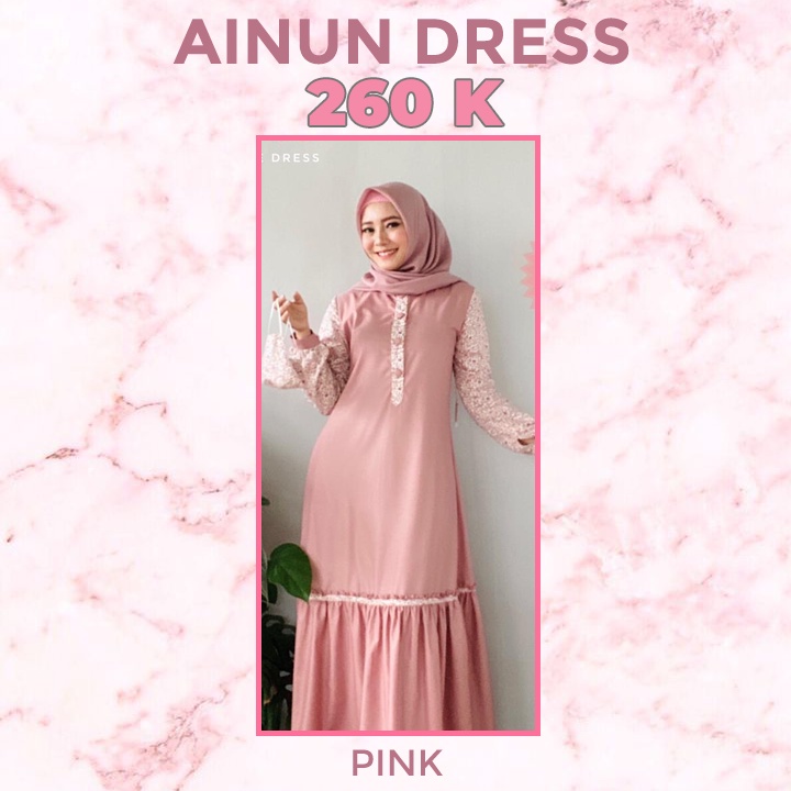 Roris Fasion AINUN 1 | Pink | Gamis model terbaru untuk remaja dan dewasa