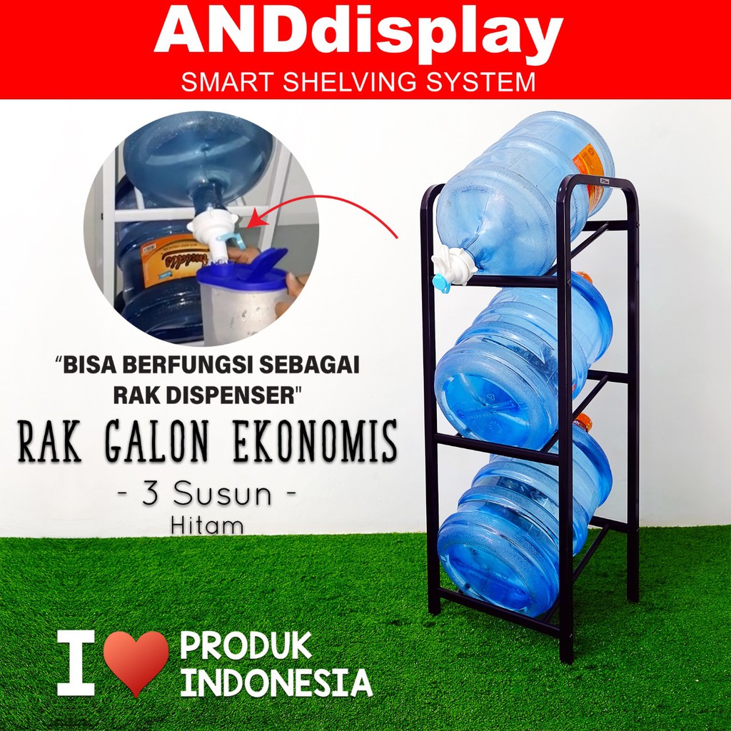 RAK GALON AIR 3 SUSUN HITAM BERODA EKONOMIS MURAH RAK GALON AIR 3 SUSUN HITAM BERODA EKONOMIS MURAH