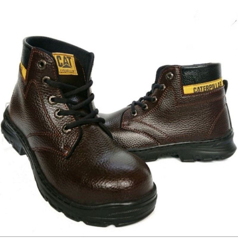 Sepatu Caterpillar pria Sepatu Safety Boots Ujung Besi Fashion Pria Bikers Turing Sepatu Safety Boot Original Septi Pria Ujung Besi Sefty Shoes Septy Proyek Cowok Lapangan tiga warna hitam coklat tua