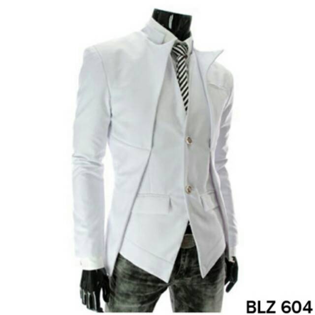 Blazer Korea Pria Katun Putih BLZ 604