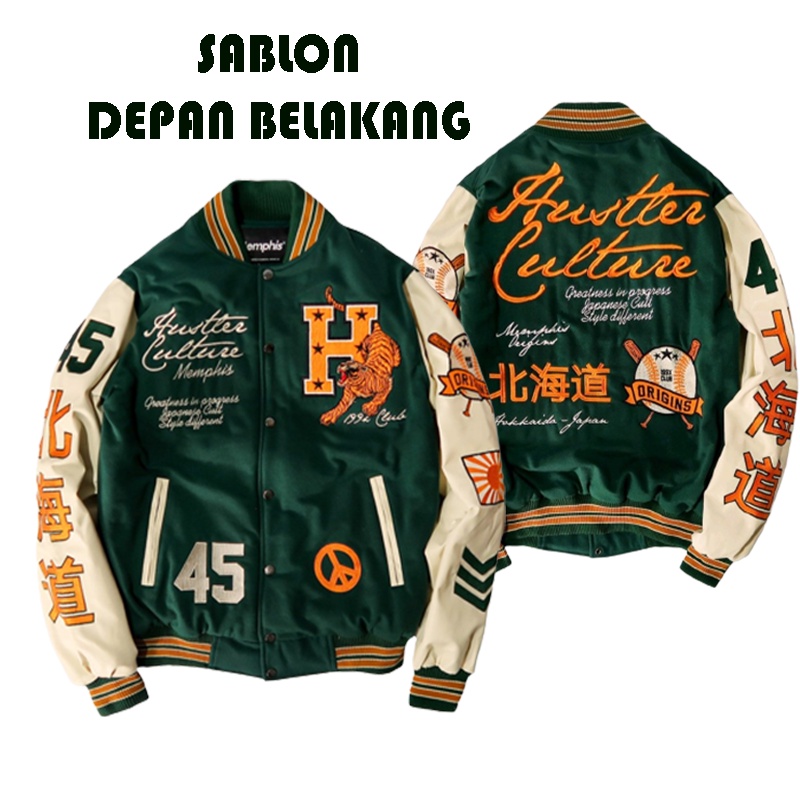 Jaket Varsity Baseball Japanese Culture / Varsity Jacket Baseball Vintage / Jaket Bomber Varsity Memphis / Jaket Varsity Baseball Kamikaze Jepang Pria Wanita Fullprint-5