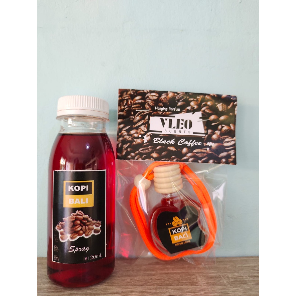 PAKET PENGHARUM RUANGAN VLEO 10ML DAN 100ML PARFUM MOBIL KOPI BALI