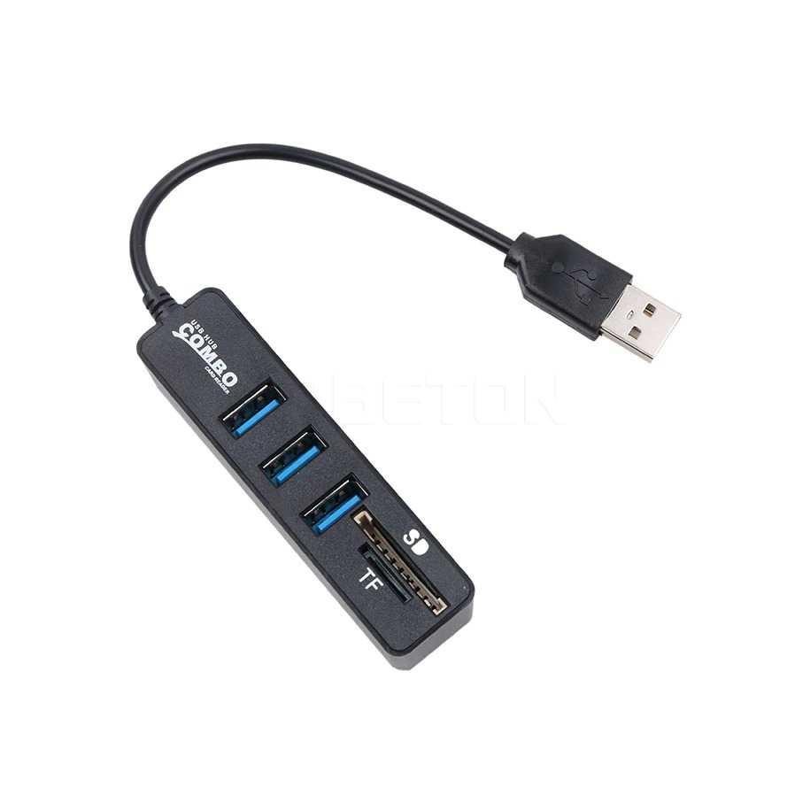 Portable USB Hub 3 Port with Card Reader - MUP256 - Black