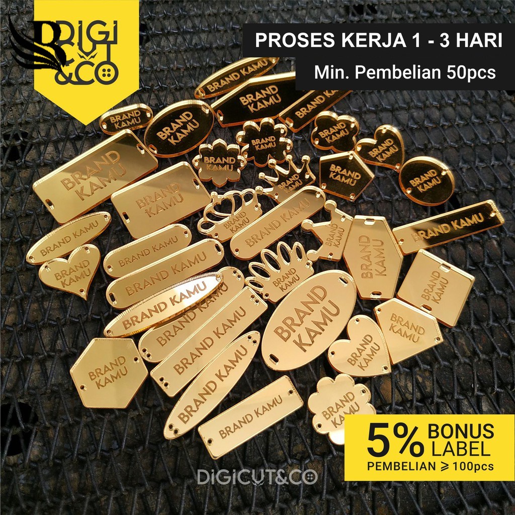 

Label Akrilik EMAS | Label Hijab Branding | Custom Cutting Label - BarakaOfficialid