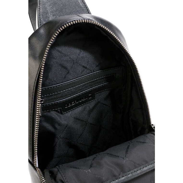 TAS SELEMPANG DADA/BADAN KULIT PRIA OBERMAIN LEATHER SLING CHEST/BODY BAG ORIGINAL HITAM BLACK OM013