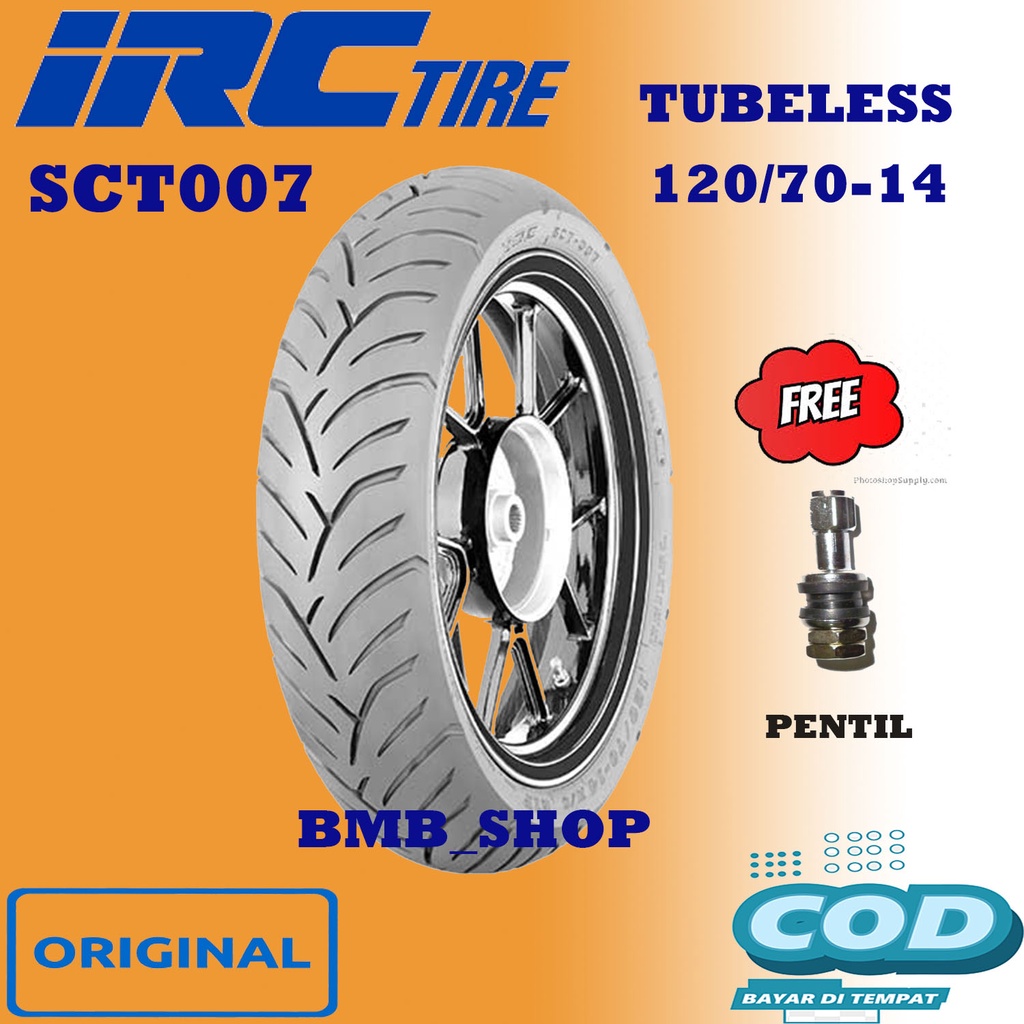 Ban Belakang PCX IRC 120/70-14 Tubeless free pentil ORI untuk motor metic ring 14