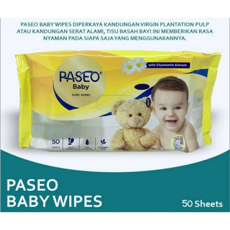 PASEO Baby Wipes Tisu Basah isi 50 Tissue / Tisu basah bayi