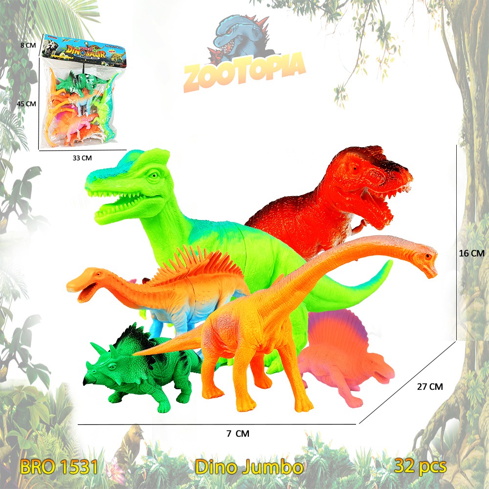 PROMO BRO1531 Hewan Dino Dinosaurus Karet Binatang Besar Jumbo Mainan Anak Bayi Edukatif Hobi Koleksi