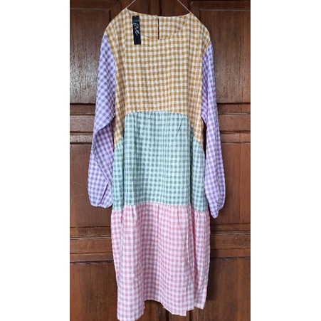 Tunik Rainbow kekinian/tunik warna-warni/tunik midi