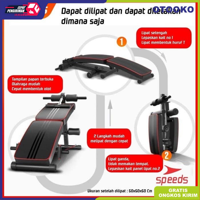 Kursi Fitnes Gym sit up bench press 2 in 1 Papan Situp adjustable