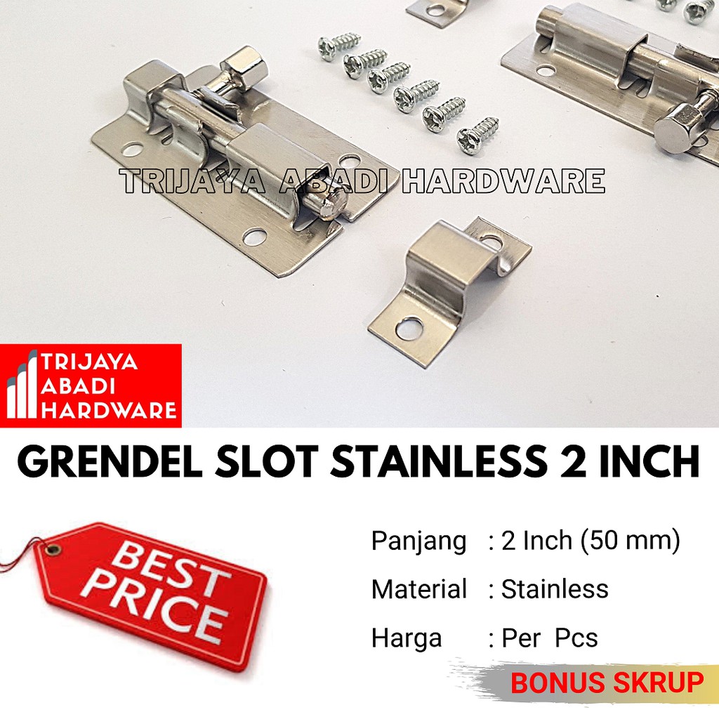 Grendel Slot 2 inch Stainless Steel Slot Kunci Pintu