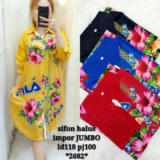 Dress Tunik Fila Sifon Halus Wanita JUMBO