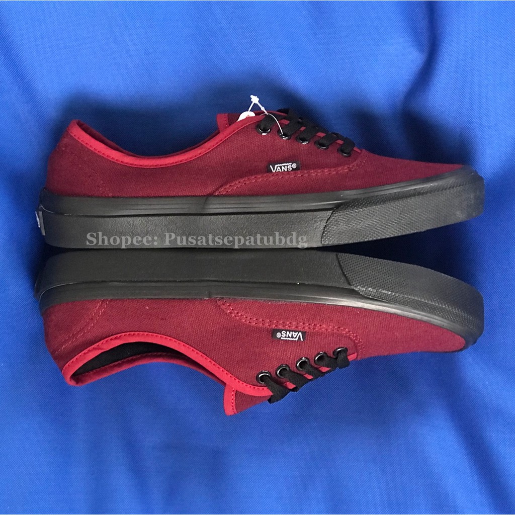 Vans Authentic Maroon Black Sol Hitam