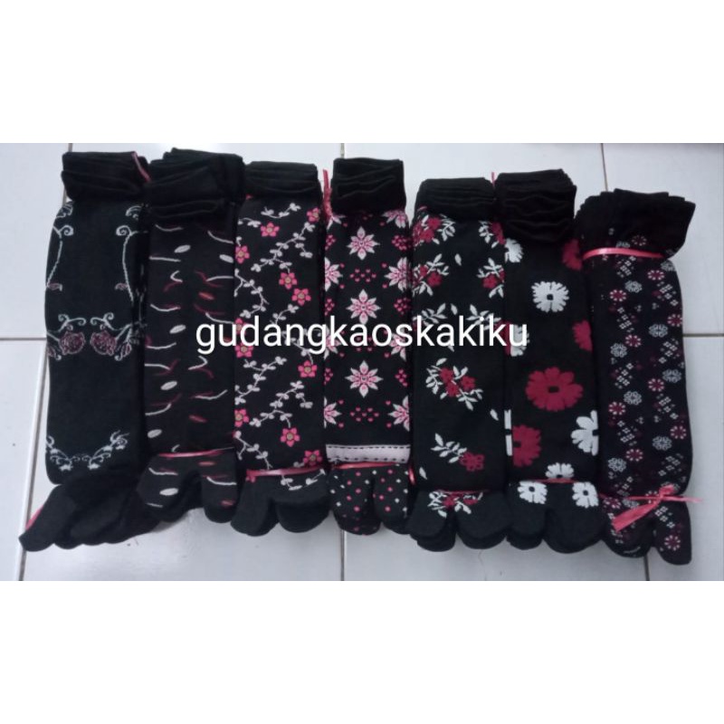 KAOS KAKI JEMPOL MOTIF MUSLIMAH TAPAK HITAM MURAH WANITA MURAH PANJANG