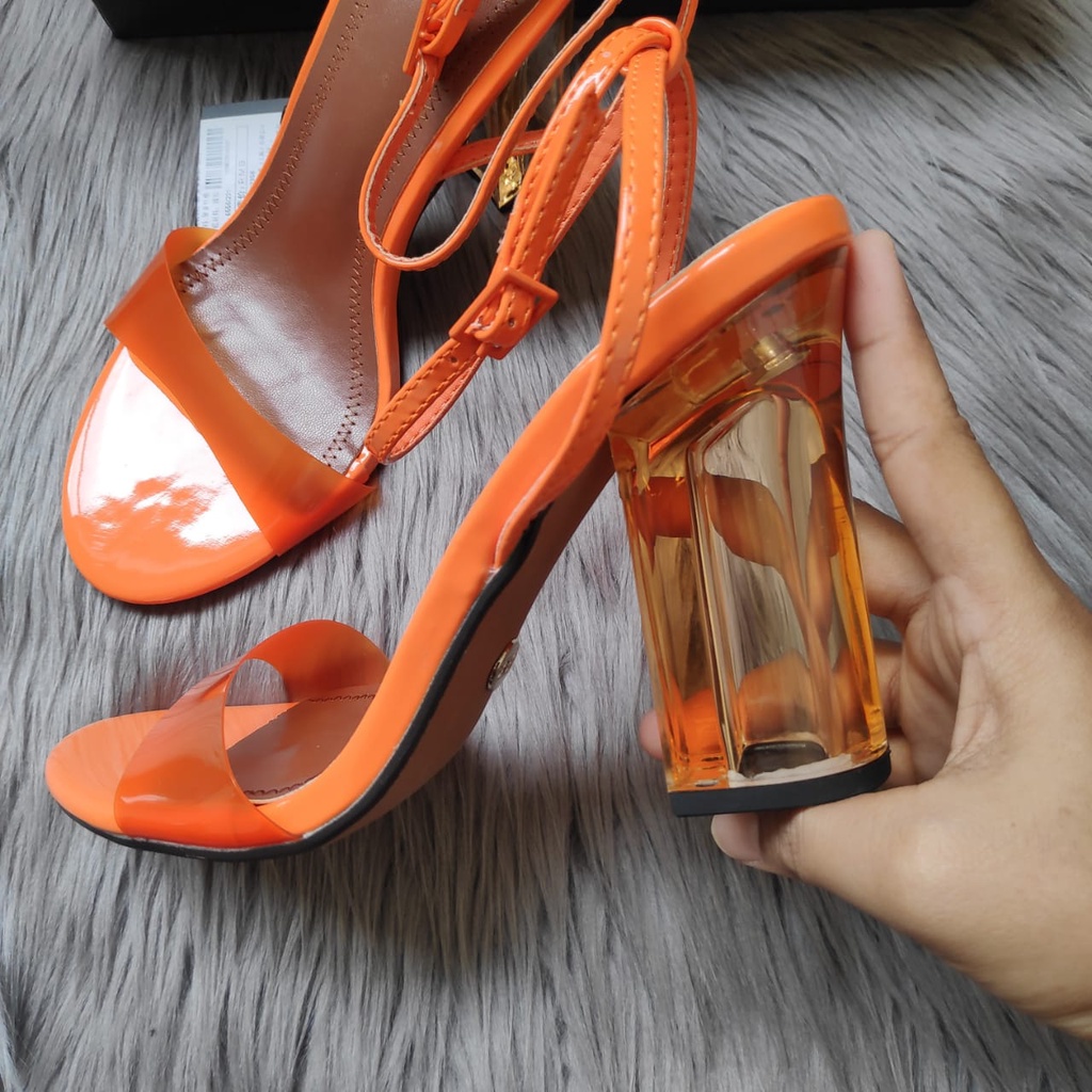 SANDAL WANITA ZS-3620 HIGH-HEEL METHACRYLATE 10CM ORANGE