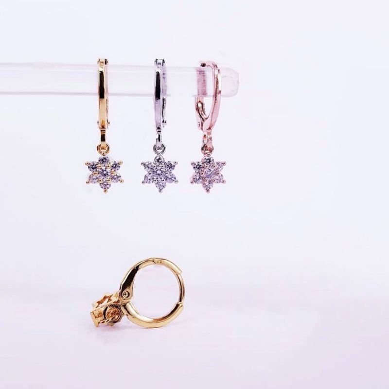 anting bunga matahari kode 007555 bronze replika berlian lapis emas