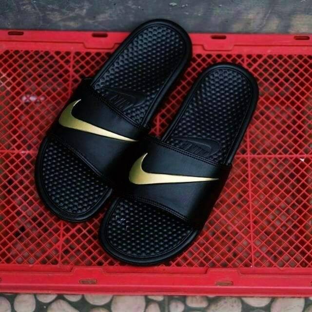 Sandal Pria Tahan Lama Outdoor Kasual Santai Sandalpria Nike Slide BlackGold