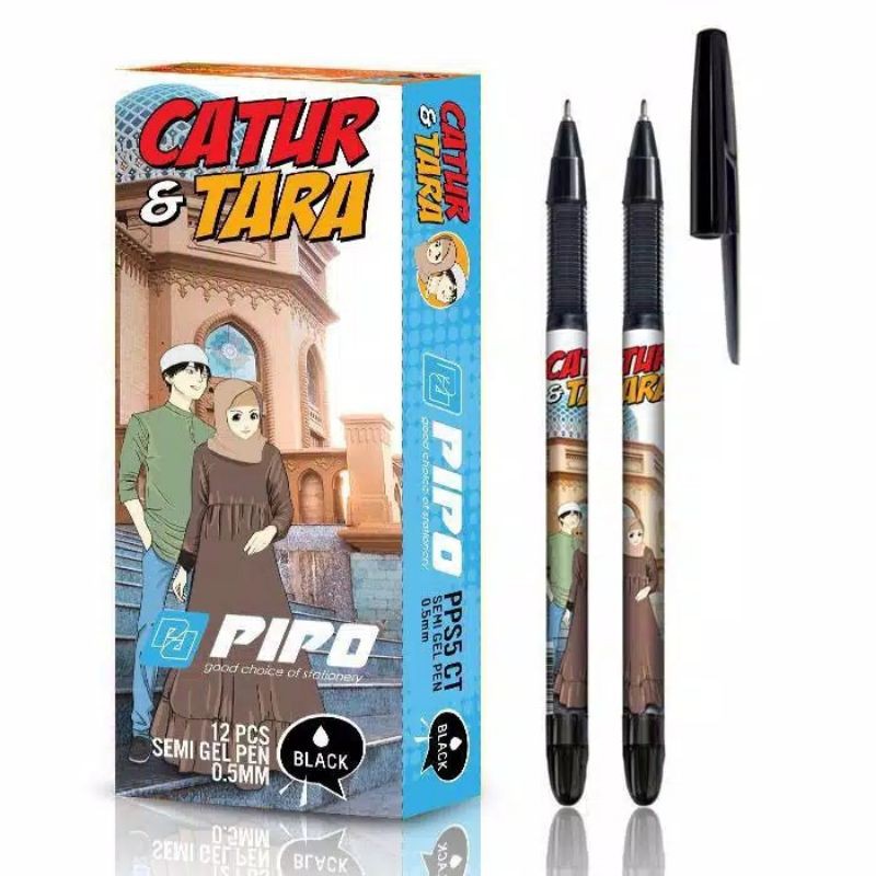 

PIPO pen gel pps5 hot print catur tara isi 12pcs tinta hitam