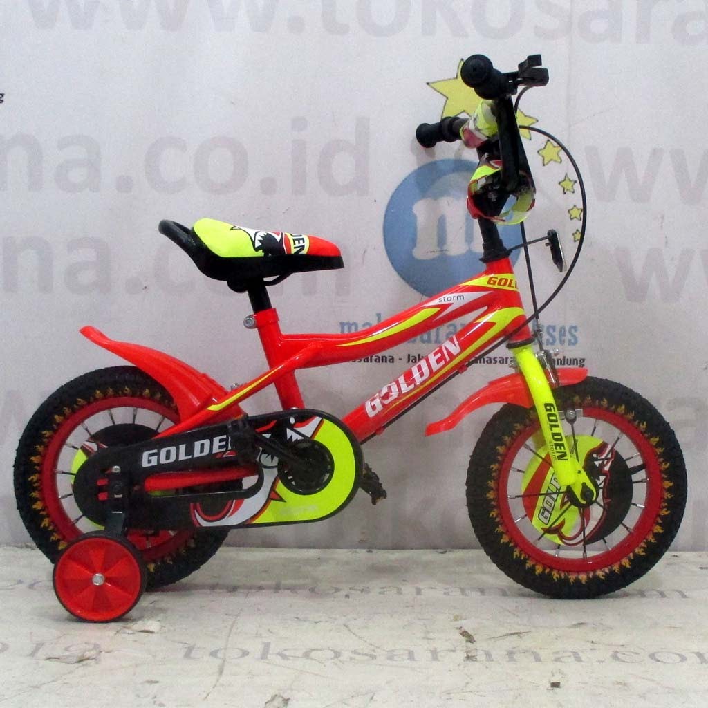 12in Golden Stormy Bmx Sepeda Anak Laki Laki Usia 2 4 Tahun Red Shopee Indonesia