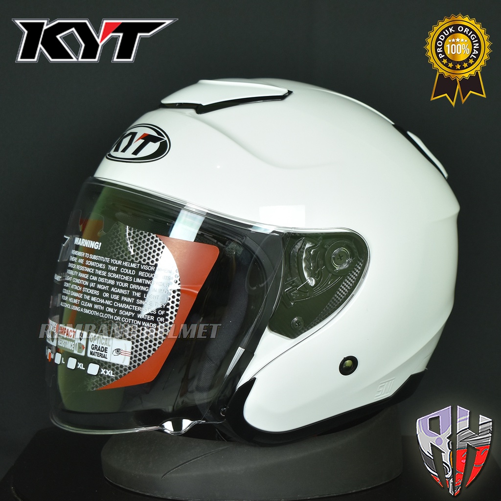 HELM KYT KYOTO SOLID WHITE ORIGINAL, HELM KYT MURAH PRIA WANITA BUDGET PELAJAR, KYT HELMET OFFICIAL