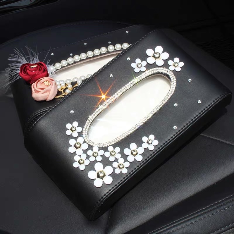 tempat tissue kotak tissue mobil bunga lily kitak tissue mobil dasbord Crown Car Tissue Leather Box Kotak Tempat Tisu Kulit Dashboard Mobil Mahkota