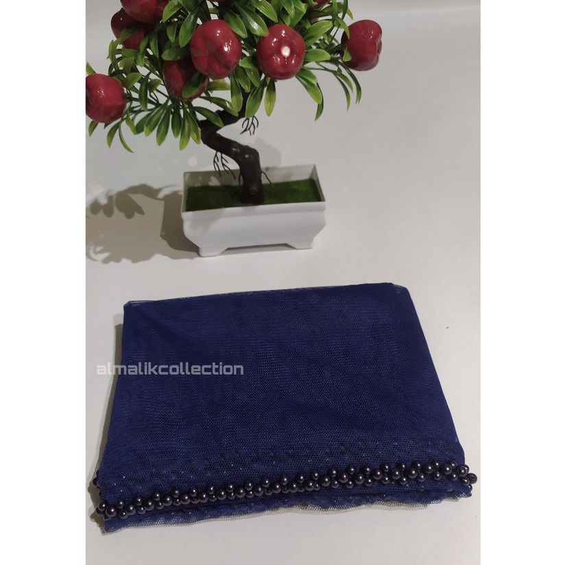 slayer pengantin / hijab pengantin / veil pengantin / selendang pengantin-navy
