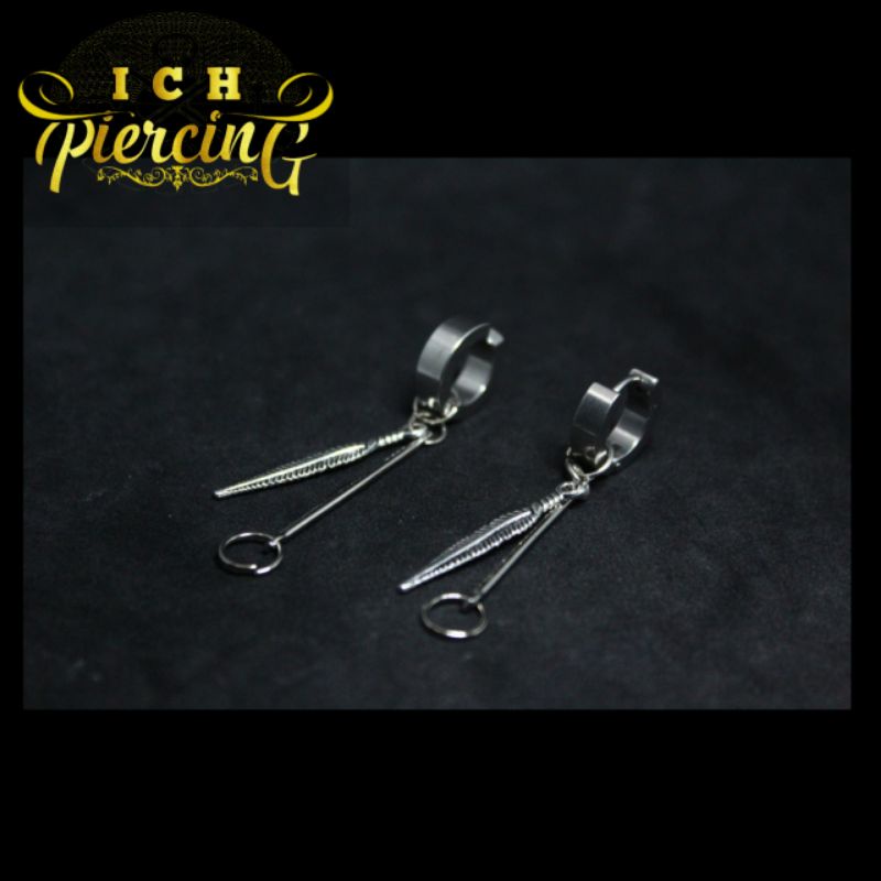 IP-BB ANTING COWOK KOREA GANTUNG TERBARU JEPIT&amp;TINDIK