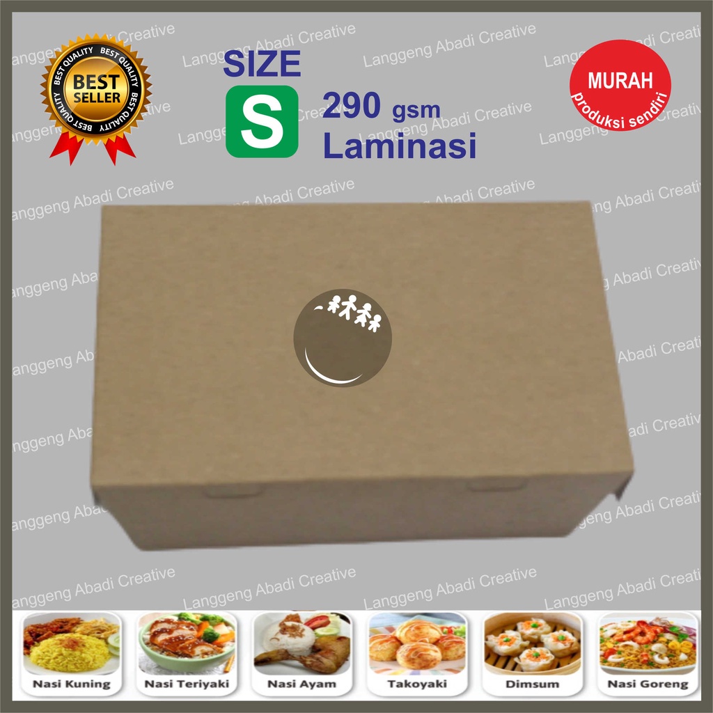 Lunch Box Size S 290gsm Kotak Makan Kertas Paper Box Kraft Dus Makanan Dimsum Takoyaki Snack