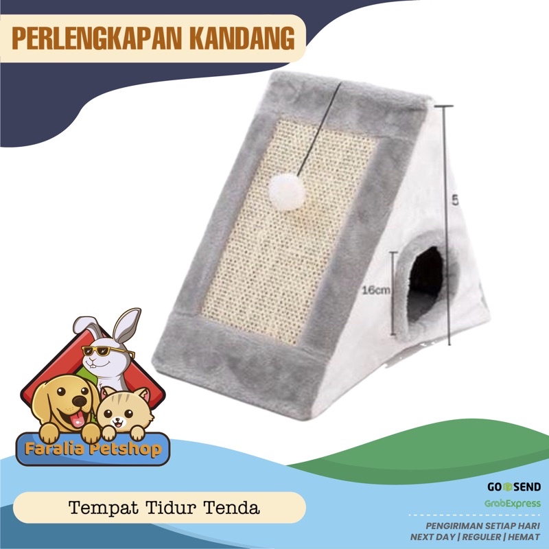 Kasur Tempat Tidur Rumah Kucing Anjing Cat Dog House Besar Cakaran Scratcher Segitiga