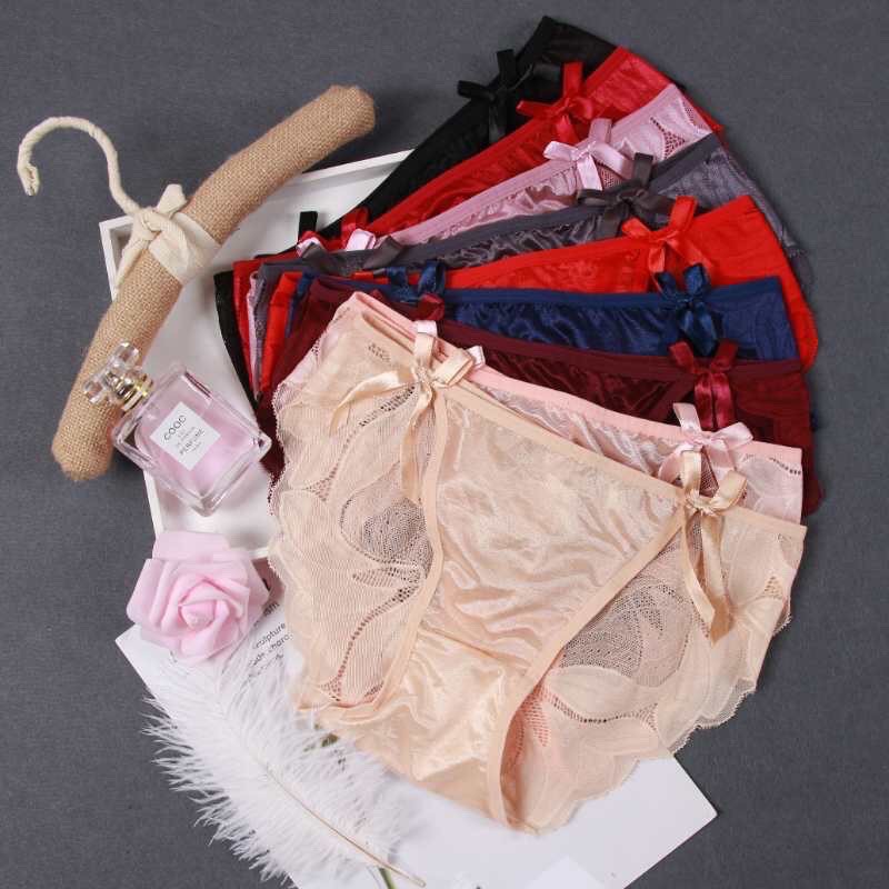 Celana Dalam Pakaian Wanita Import Lace Brukat Pita Sutra transparan CD